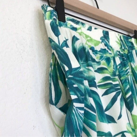 Mustard Seed Tropical Foliage High Waist Straight Leg Pull On Summer Beach Pants - Picture 9 of 11